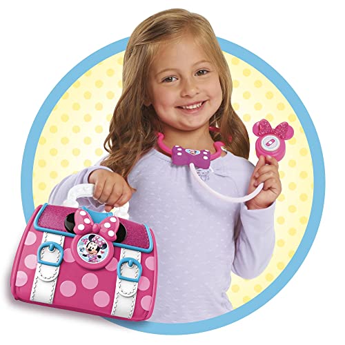 Famosa - Minnie Bow Care Doctor Bag Set, Set médico infantil, maletín con luz y sonido, y accesorios para jugar a los doctores como termómetro, jeringa y pegatinas de tiritas, desde 3 años, (MCN09000)