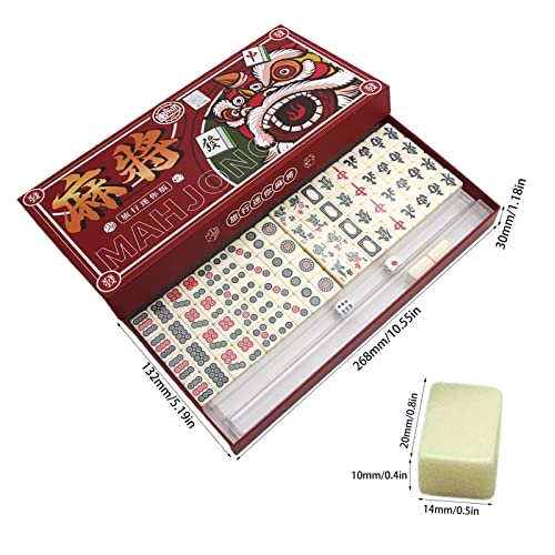 fanelod Mini Majiang Set, 580g Mini Mahjong Set con 144 Melamina Mahjong, Juego Mah Jong Chino Portátil para Jugar En Fiestas, Regalo Compacto, Mujeres Y Hombres
