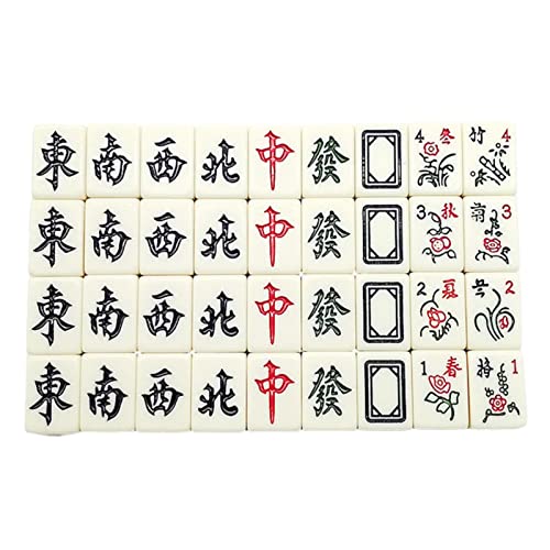 fanelod Mini Majiang Set, 580g Mini Mahjong Set con 144 Melamina Mahjong, Juego Mah Jong Chino Portátil para Jugar En Fiestas, Regalo Compacto, Mujeres Y Hombres
