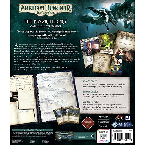 Fantasy Flight Games | Arkham Horror LCG: Expansión de la campaña Dunwich Legacy | Juego de Cartas | A Partir de 14 años | 1-2 Jugadores | 60-120 Minutos de Tiempo de Juego