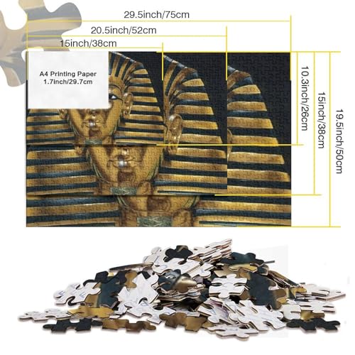 Faraón Egipcio Puzzle 500 Piezas para Adultos,colección De Desafíos,Pirámides egipcias Rompecabezas,Regalos De Rompecabezas Impresos Amigos 500pcs (52x38cm)
