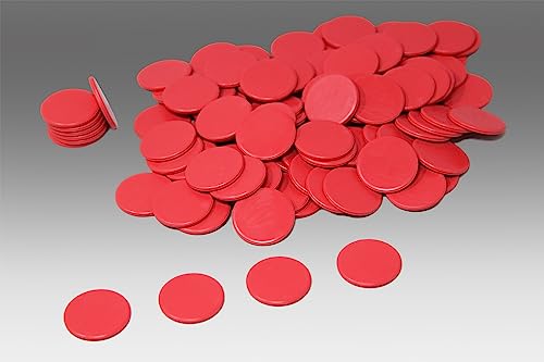 Fichas de juego rojas (100 piezas) de RE-Plastic® | Fichas contadoras Fichas marcadoras ø 25 mm
