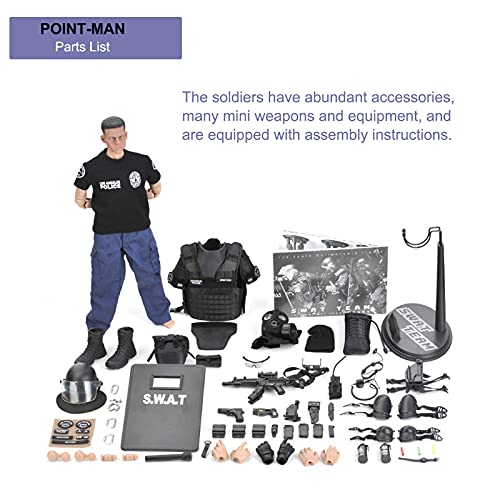 Figuras de acción SWAT escala 1/6 (12 pulgadas), altamente detallados militares soldados del ejército con accesorios colección modelo, juguetes militares para adolescentes y adultos (Point-Man)