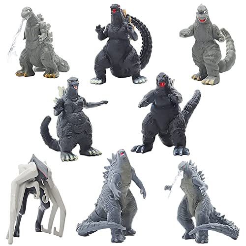 Figuras de Godzilla - TNMV 8PCS Adornos Godzilla Decoración, Juego de Juguetes de Dinosaurio,Ideal Como Regalo para Niños Traje de cumpleaños