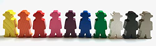 Figuras de juego para juegos de mesa: personas/personas con sombrero/vaquero/campesino/trabajador 15 x 30 x 8 mm. Material de juego, 10 colores (10 x 1 figura)