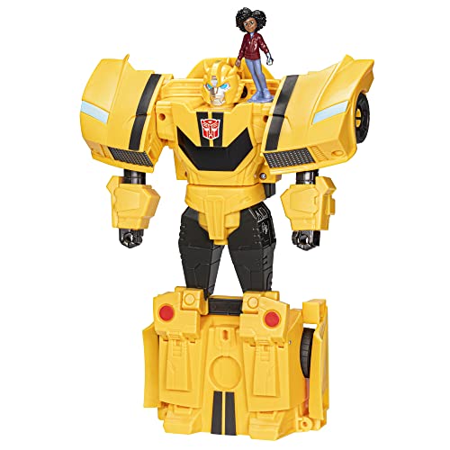 Figuras Transformers EarthSpark - Figura Cambiador de Giro Bumblebee de 20 cm con Figura de Mo Malto de 5 cm - A Partir de 6 años