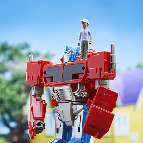 Figuras Transformers EarthSpark - Figura Cambiador de Giro Optimus Prime de 20 cm con Figura de Robby Malto de 5 cm - A Partir de 6 años