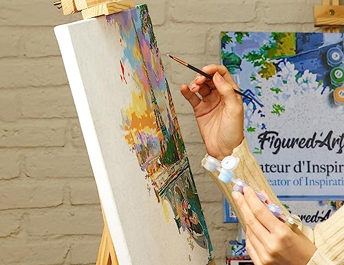 Figured'Art Pintar por Numeros Adultos Dama en blanco en el jardín - Monet - Manualidades pintura acrilica Kit Cuadro DIY completo - 40x50cm monta tu propio bastidor