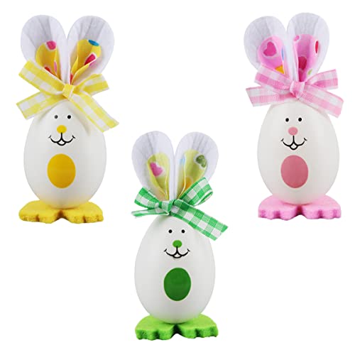 Figuritas de Conejos Decorativas, XiXiRan 3pcs Adorno de Conejito en Forma de Huevo, Figuritas En Miniatura de Pascuas, Conejos Lindos en Miniatura de Pascua, Miniaturas Figuritas de Conejos