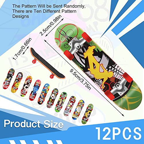 Finger Skateboards,12 Piezas Mini Finger Skate Profesionales Mini Diapasón Monopatines para Dedos Fingerboards Juguete Skatepark Regalo Creativo de Juegos Deportivos para Niños