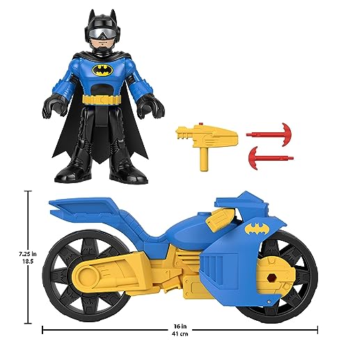 Fisher-Price Imaginext DC Super Friends Batman y Moto XL Vehículo con Figura, Juguete +3 años (Mattel HNM32)
