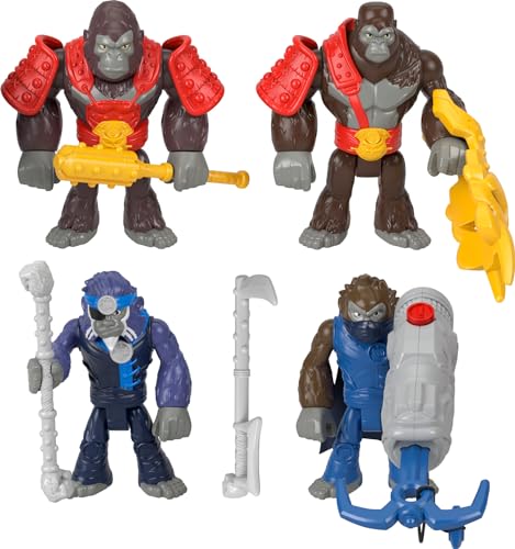 Fisher-Price Imaginext Ejército Monos y Gorilas 4 figuras con accesorios de juguete, +3 años (Mattel HML57)