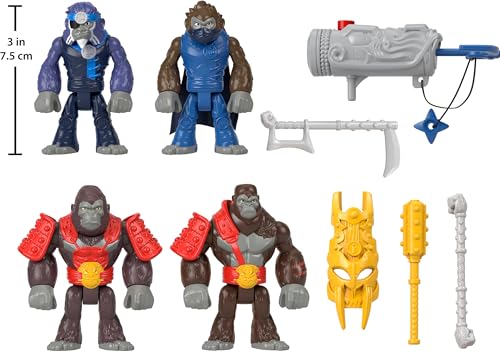 Fisher-Price Imaginext Ejército Monos y Gorilas 4 figuras con accesorios de juguete, +3 años (Mattel HML57)