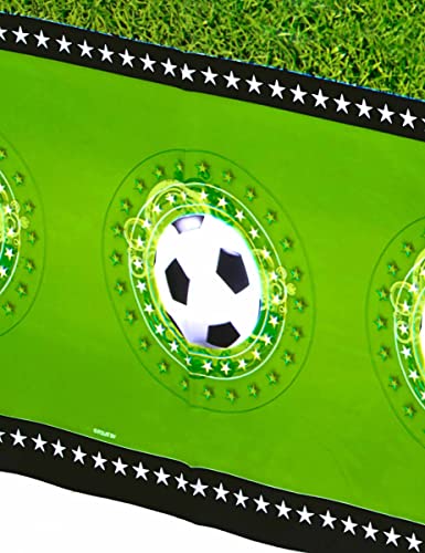 Folat - Mantel para Fiestas (plástico, 130 x 180 cm), diseño de fútbol, Color Verde, Blanco y Negro