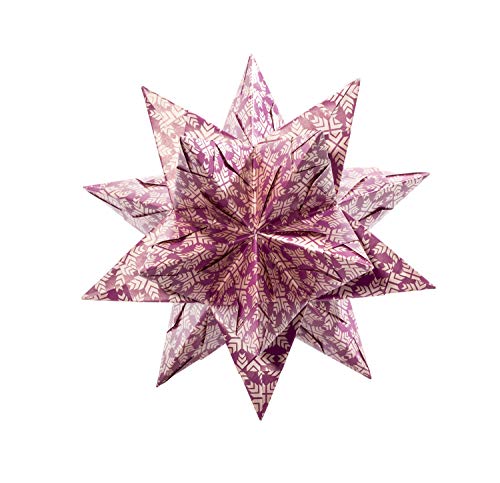 folia 401/1515 Bascetta Craft Set Púrpura/Plata, 32 Hojas 15 x 15 cm, Tamaño Final de la Estrella de Papel Aprox. 20 cm, con instrucciones detalladas-Ideal para decoración atemporal