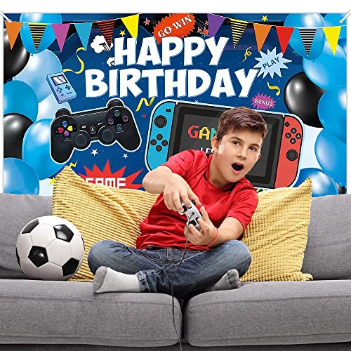 Fondo de cumpleaños de videojuegos, pancarta de juegos de feliz cumpleaños, fiesta temática de juegos, accesorios para fotos, decoración de fiesta de cumpleaños de videojuegos para niños y niñas (180