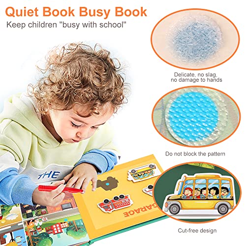 Foreverup Montessori Quiet Book, Juego de Rompecabezas, Juguetes para bebés, Desarrollo temprano del Libro, Resistente al Agua, Antimanchas, para niños Preescolar, educación temprana, Transporte