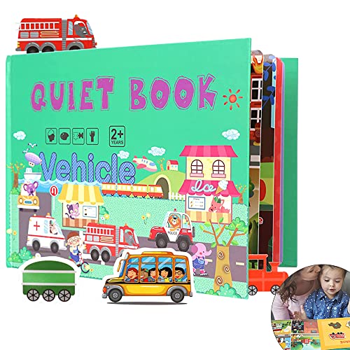 Foreverup Montessori Quiet Book, Juego de Rompecabezas, Juguetes para bebés, Desarrollo temprano del Libro, Resistente al Agua, Antimanchas, para niños Preescolar, educación temprana, Transporte