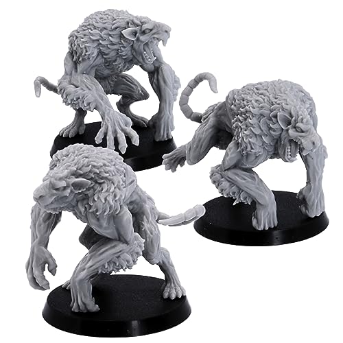 Forged Terrain Ratmen Brutes Figuras para juegos de guerra de mesa a escala de 32 mm, juegos de rol Dire Rat Ogro Fantasy Figuras