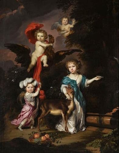 Four children as Ceres, Ganymede, Cherub and Diana Nicolaes Maes