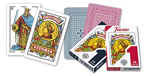 Fournier F20991 - Baraja española Nº 1, 50 Cartas, Surtido: Colores aleatorios + - Baraja Poker español Nº 20, 55 Cartas, Surtido de Colores Azul o Rojo (F21002)
