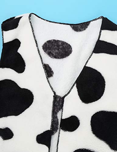 Freebily Disfraz Cowboy Cowgirl de Historia del Juguete Niños Chaleco Franela Sueva Estampado Vaca Chaleco Interior sin Mangas para Invierno Bebé Niñas Black&White 6 años