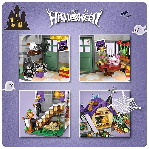 fun4kid Juego de bloques de construcción de casa embrujada de Halloween, 783 piezas, fantasmas de vampiro, modelo de exhibición de Halloween, casa embrujada, regalo para niños y niñas de 6 a 14 años
