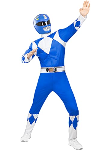 Funidelia | Casco Power Ranger Azul para hombre Superhéroes, Dibujos Animados - Accesorios para adultos, accesorio para disfraz - Azul