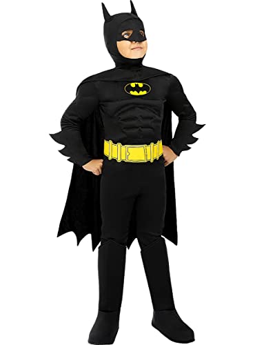 Funidelia | Disfraz de Batman Oficial para niño Talla 7-9 años Caballero Oscuro, Superhéroes, DC Comics, Hombre Murciélago - Color: Negro - Licencia: 100% Oficial