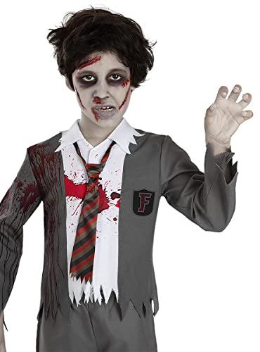 Funidelia | Disfraz de estudiante zombie para niño Muerto Viviente, Halloween - Disfraz para niños y divertidos accesorios para Fiestas, Carnaval y Halloween - Talla 5-6 años - Gris/Plateado