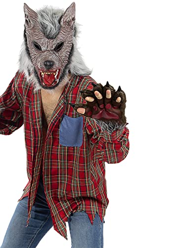 Funidelia | Manos de lobo para hombre y mujer Terror, Hombre Lobo, Lobo Feroz, Halloween - Accesorios para adultos, accesorio para disfraz - Marrón