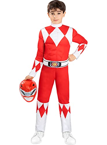 Funidelia | Máscara Power Ranger Rojo para niño Superhéroes, Dibujos Animados - Accesorios para niños, accesorio para disfraz - Rojo