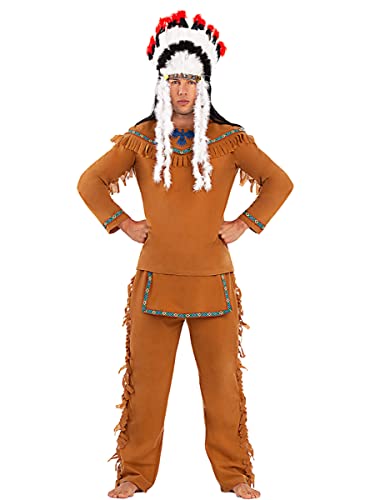 Funidelia | Penacho de indio para hombre Indios, Vaqueros, Western - Accesorios para adultos, accesorio para disfraz - Rojo
