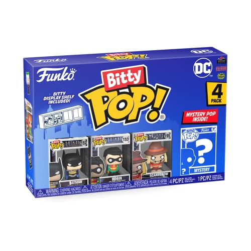 Funko Bitty POP! DC - Batman 4 Paquete Incluye Batman, Robin, Scarecrow, And A Mystery Figure Y Una Mini Figura Misteriosa De Sorpresa - 2.3 Cm - DC Comics - Figuras Miniaturas Coleccionables