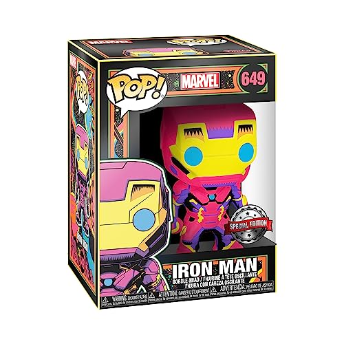 Funko Pop! Marvel: Black Light - Iron Man - Marvel Comics - Cómics Marvel - Figura de Vinilo Coleccionable - Idea de Regalo- Mercancia Oficial - Juguetes para Niños y Adultos - Comic Books Fans