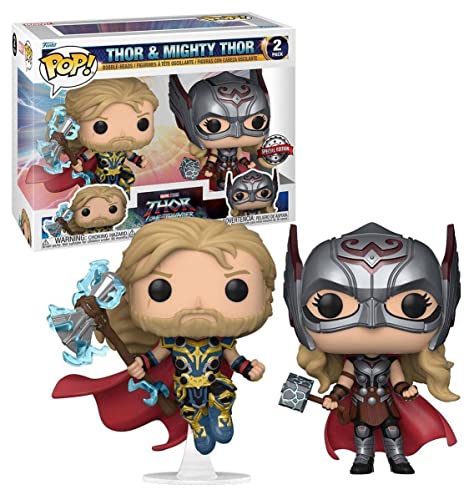 Funko POP! Marvel: Thor Love & Thunder - 2 Paquete - Thor & Mighty Thor - Thor: Love And Thunder - Figuras Miniaturas Coleccionables Para Exhibición - Idea De Regalo - Mercancía Oficial