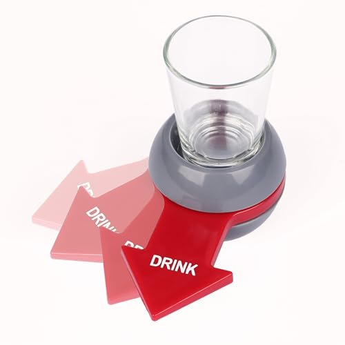 FunX Shot Spinner - Divertido giro de botellas con vaso de chupito y flecha – Juego de beber, juego de beber para fiestas, JGA y reuniones acogedoras – 2 cl de capacidad