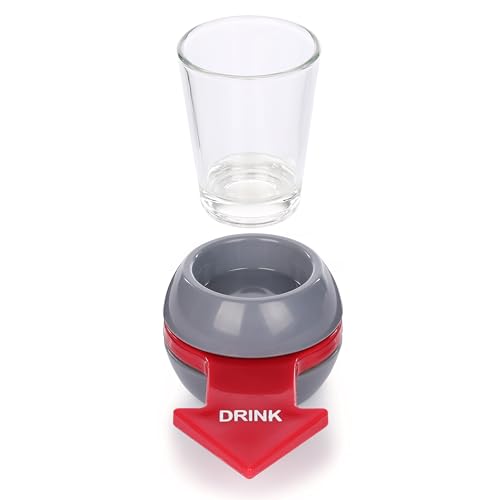 FunX Shot Spinner - Divertido giro de botellas con vaso de chupito y flecha – Juego de beber, juego de beber para fiestas, JGA y reuniones acogedoras – 2 cl de capacidad