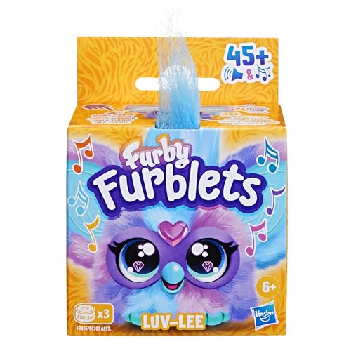Furby Furblets, Miniamigo Luv-Lee, Más de 45 Sonidos, Música K-Pop y Frases en Furbish, Peluche electrónico para niños y niñas a Partir de 6 años, Lila y Azul