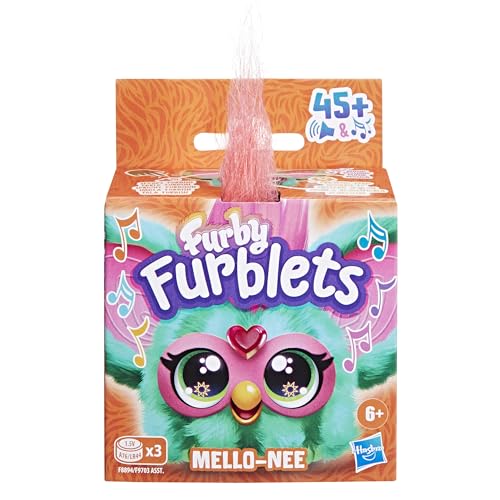 Furby Furblets, Miniamigo Mello-Nee, Más de 45 Sonidos, Música veraniega y Frases en Furbish, Peluche electrónico para niños y niñas a Partir de 6 años, Rojo sandía y Verde