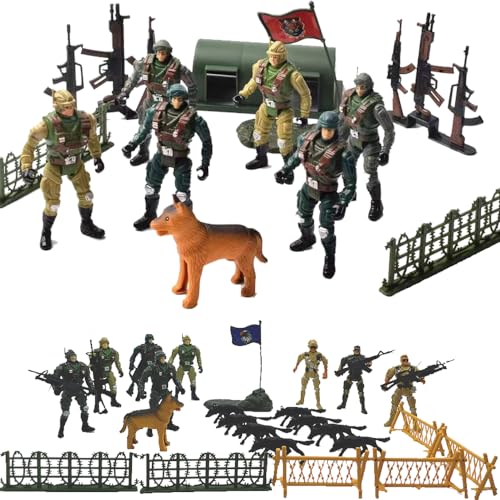 Fycooler 14 figuras de acción de la Segunda Guerra Mundial, juego de figuras de soldados del ejército, juguetes militares, juego con varios accesorios de armas militares, set de regalo para niños