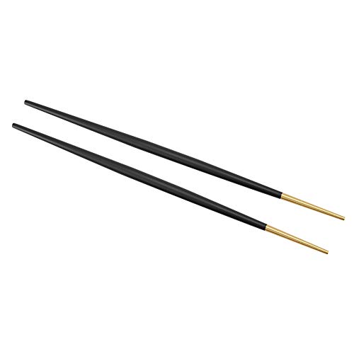 Fydun Chop Sticks, 304 Menos Palillos de Acero Japonés Sushi Palillos Dorados Juego de Vajilla (Oro negro)
