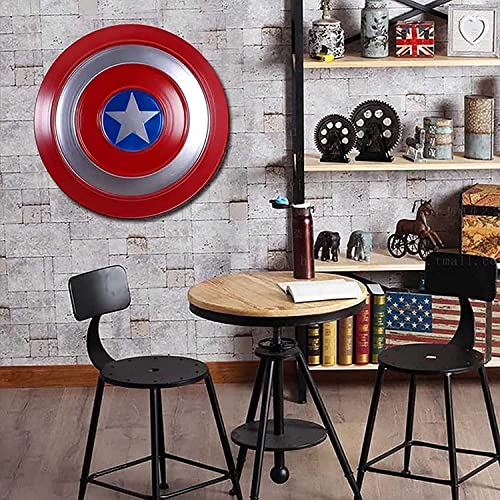 FYHCY Capitán América Escudo Metal Disfraz Heroico Juego de rol Superhéroe Retro Disfraz Escudo Halloween para Adultos y niños American Shield Bar Decoraciones de Pared