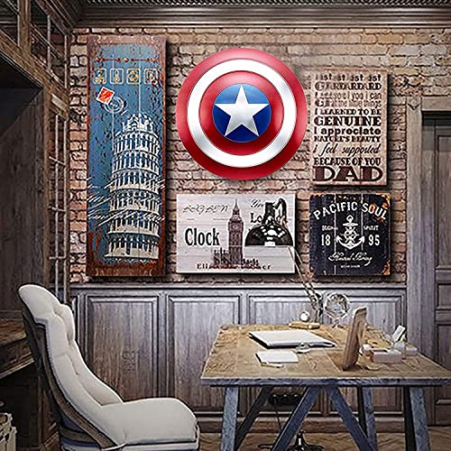 FYHCY Capitán América Escudo Metal Disfraz Heroico Juego de rol Superhéroe Retro Disfraz Escudo Halloween para Adultos y niños American Shield Bar Decoraciones de Pared