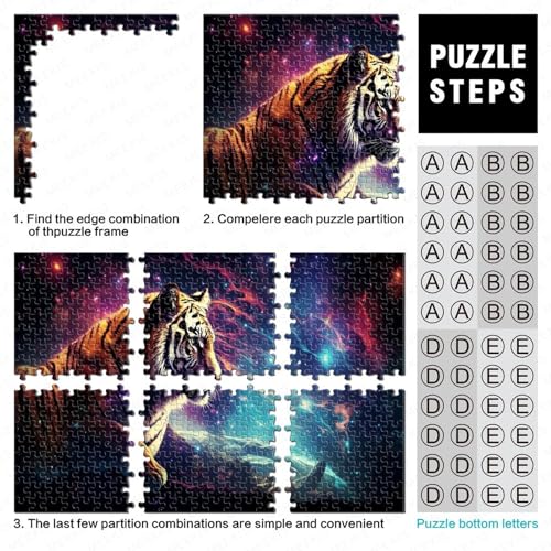 Galaxies Tigers 1000 Piezas Puzzle para Adultos Juegos Educativos Cumpleaños Decoración Juego De Rompecabezas Stress Relief Toy 1000pcs (75x50cm)