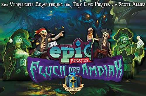 Gamelyn Games | Tiny Epic: Pirates – Piratas – Maldición de Amdiak | Ampliación | Juego Familiar | Juego de Mesa | 1-4 Jugadores | A Partir de 12+ años | 45+ Minutos | Español