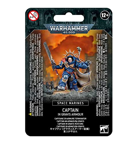 Games Workshop 48-70 Warhammer 40k - Capitán Primaris de Marina Espacial en Gravis Armour, Negro