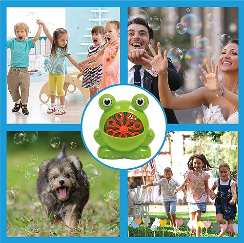 Gamez Jam Máquina Burbujas de Rana para niños, bebés, Adultos, ¡Incluso Perros! Fabricante de Burbujas para niños al Aire Libre o en Interiores. Soplador de Burbujas con solución de Burbujas