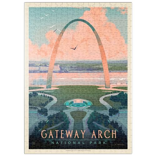 Gateway Arch National Park: Bird's-Eye View, Vintage Poster - Premium 500 Piezas Puzzles - Colección Especial MyPuzzle de Anderson Design Group