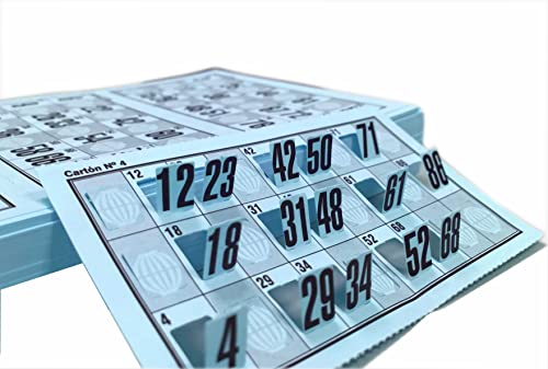 Genérico 480 Cartones de Números Troquelados para Bingo Tradicional de 90 Bolas (Azul)